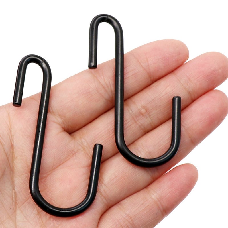 YourGift 10 Pack Heavy Duty S Hooks Black S Shaped Hooks Hanging Hangers Hooks for Kitchen, Bathroom, Bedroom and Office: Pan, Pot, Coat, Bag, Plants(10 Pack/Black/Small) - Image 2